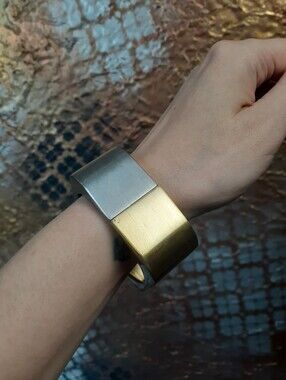 Vintage 1980s Gold and Silver Metallic Statement Bracelet